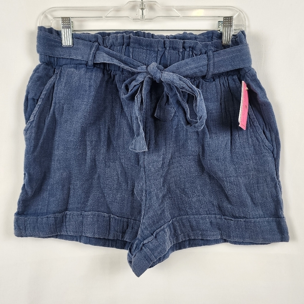 Simply Southern Women's Linen Style Blue Tie-Waist Resort Wear Medium